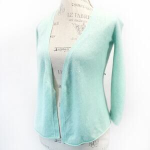J.Crew Cashmere Aqua Blue Cardigan Cozy Preppy Sweater Tie Waist XS